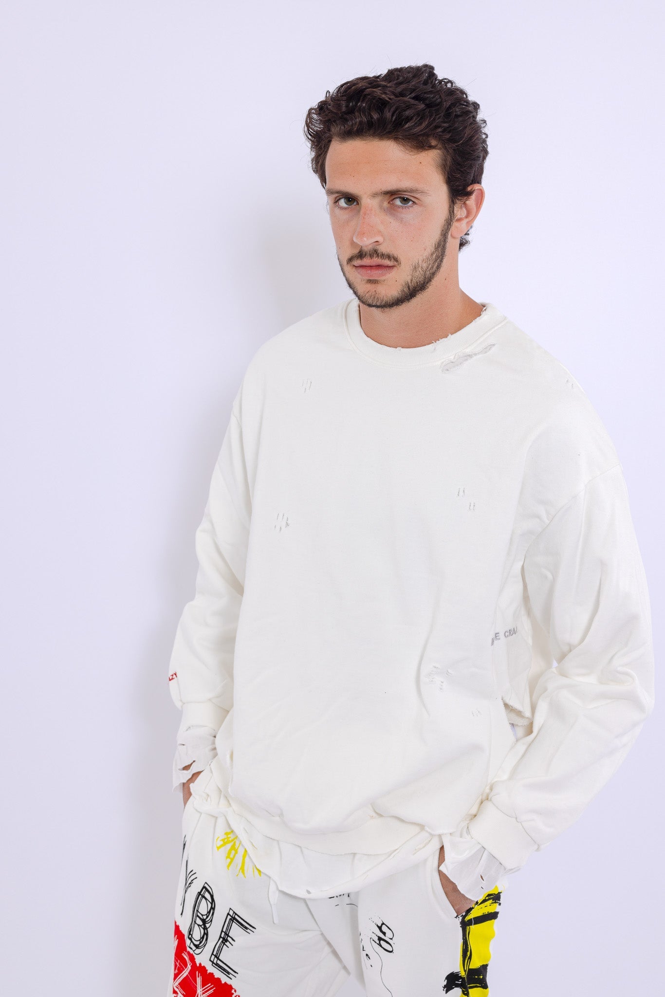 Slashed Mock Double Layer Sweatshirt