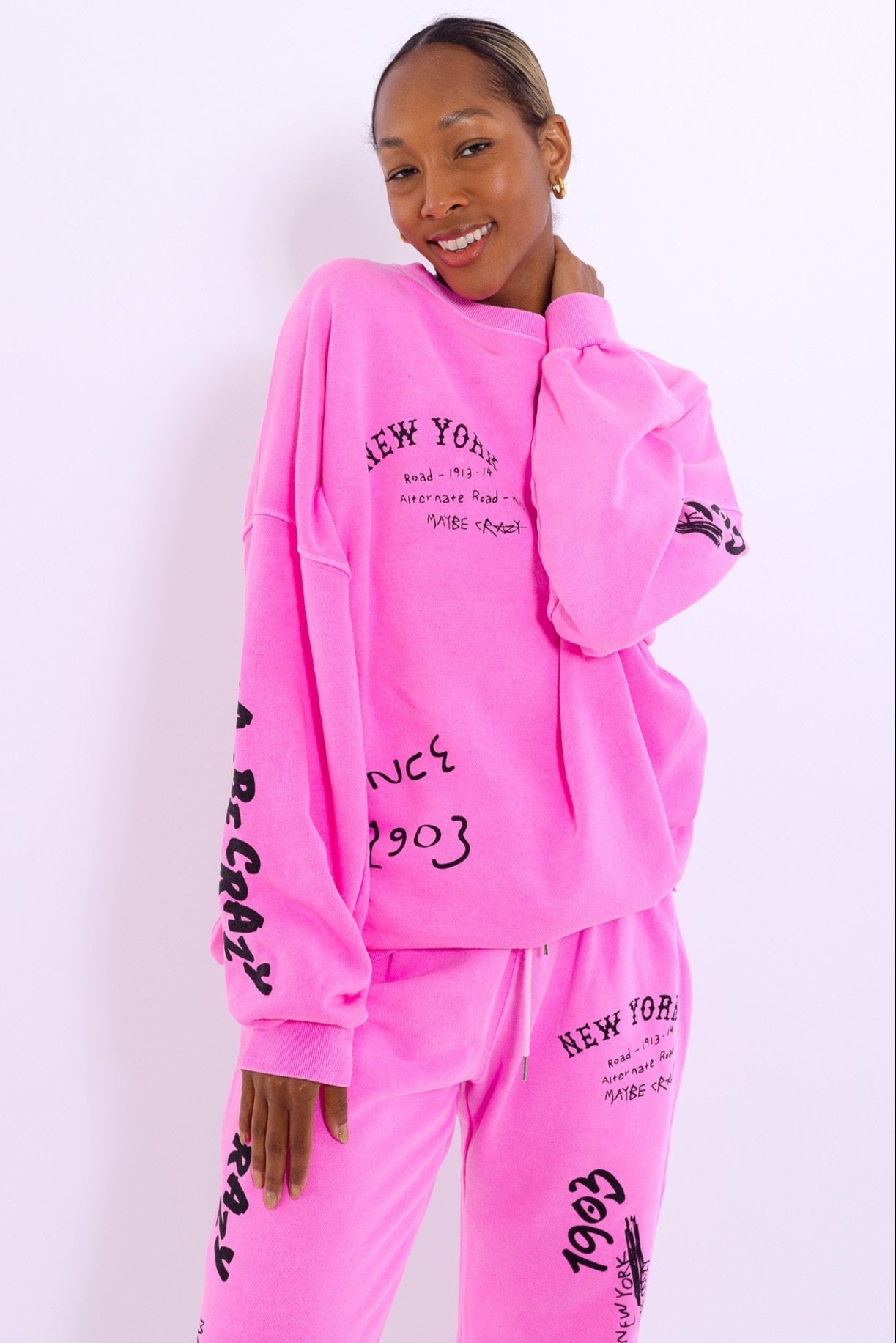 New York Crewneck Sweatshirt - Organic Dye, Dropped Shoulder, Made in Korea, 100% Cotton