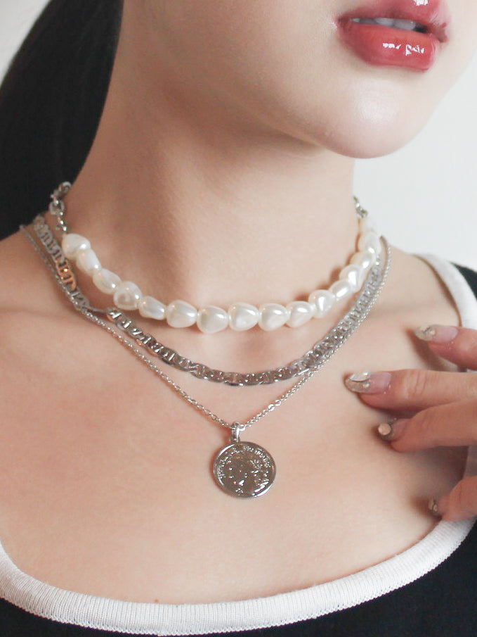 3 pieces Sliver Necklaces